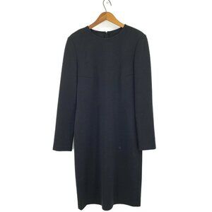 St John Caviar Dress Womens 8 Solid Black Long Sleeve Wool Rayon Blend